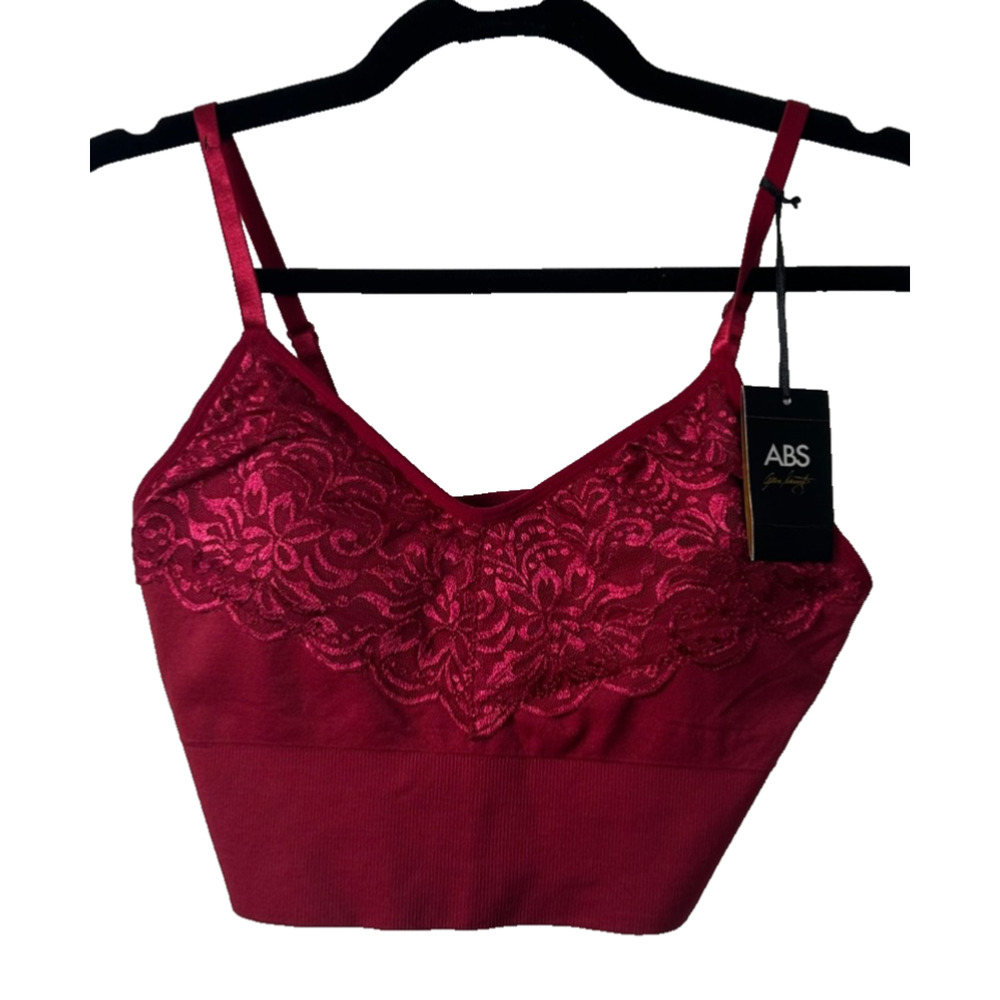 NEW ABS by Allen Schwartz Seamless Bra W/ Lace Size L Bralette Red $28 D50
